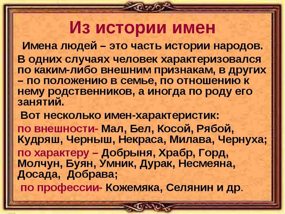 История возникновения русских имен проект