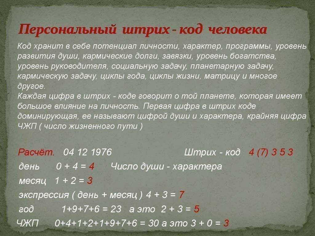 Карта нумерологии по дате рождения онлайн