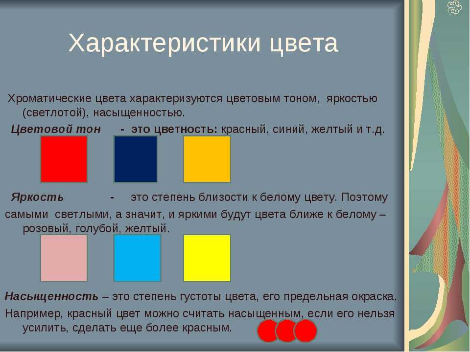 Цвет характеристика. Основные характеристики цвета. Цветовые характеристики цвета. Характеристика цвета в живописи. Характеристика основных цветов.