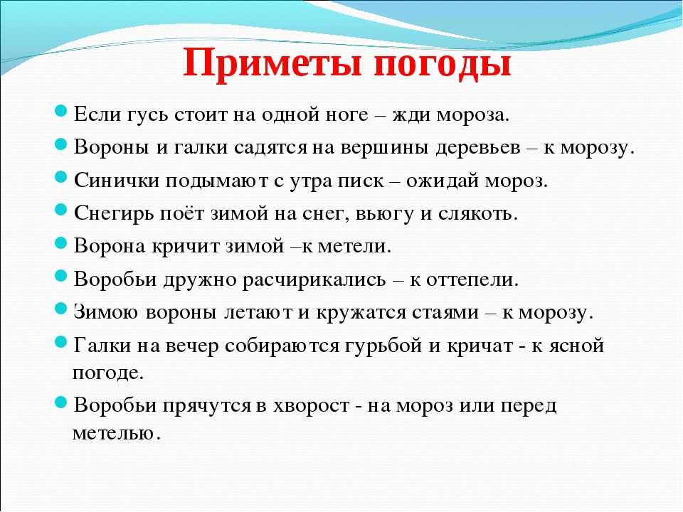 Проект народные приметы и погода 5 класс география